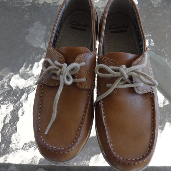 Men's Clark boat shoe, Ortholite cushion, leather, camel tan color, 7 1/2 m. - Picture 1 of 10